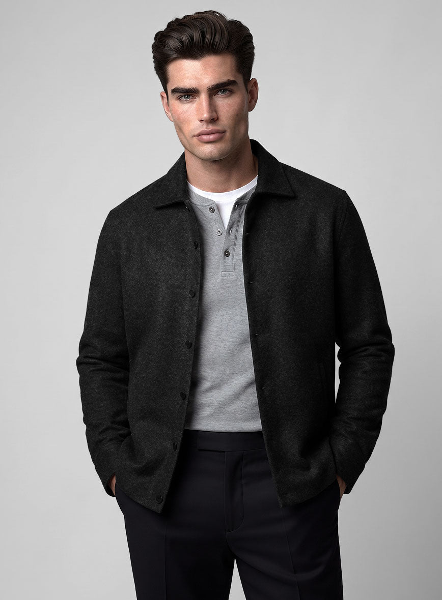 Trucker Naples Black Tweed Shirt - StudioSuits