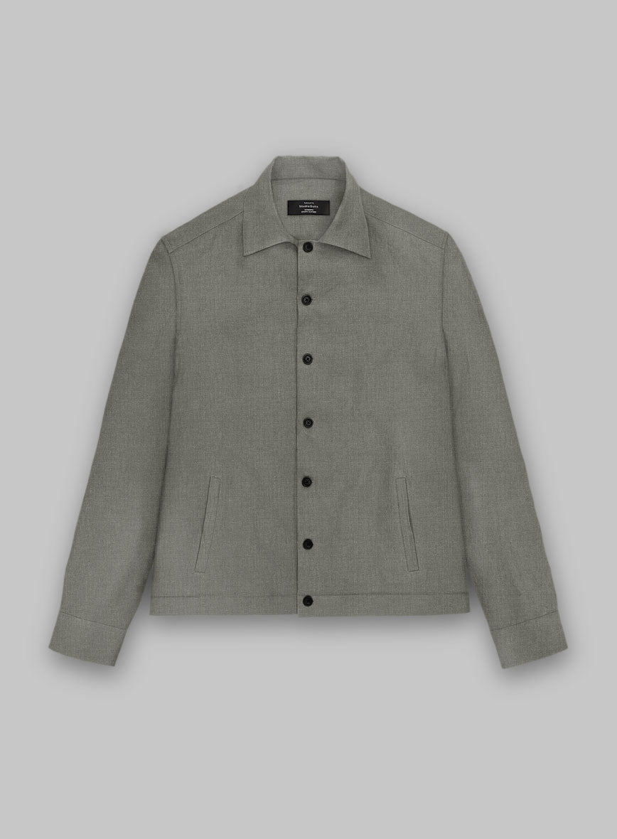 Trucker Sage Green Linen Shirt - StudioSuits