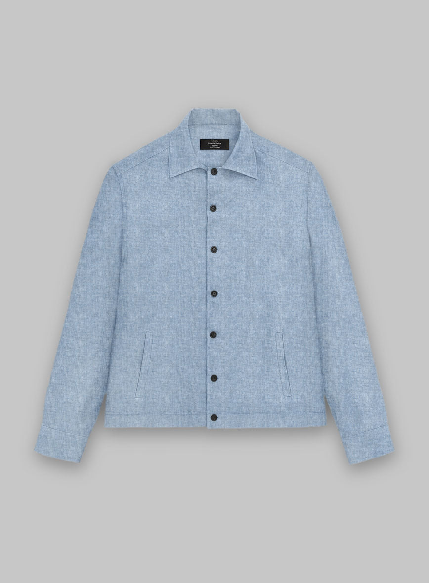 Trucker Tropical Blue Linen Shirt - StudioSuits