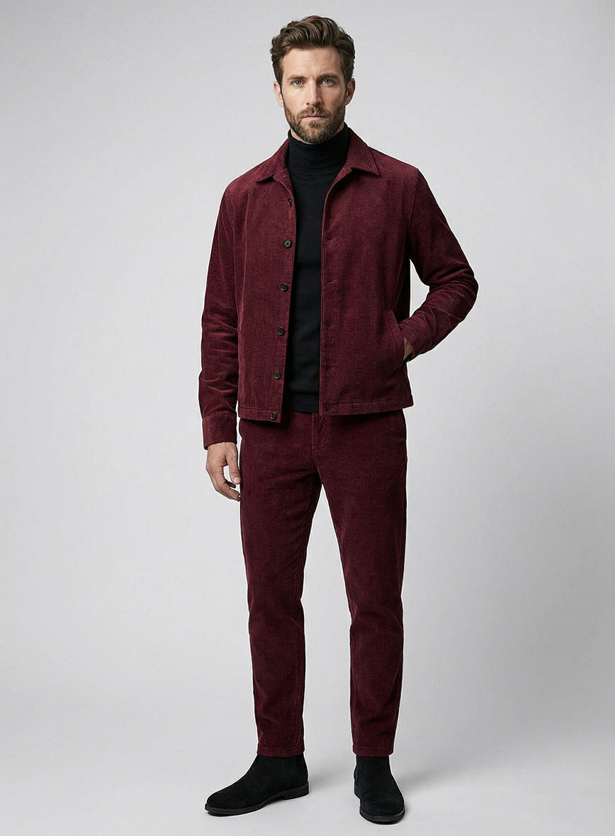 Trucker Berry Wine Corduroy Shirt - StudioSuits