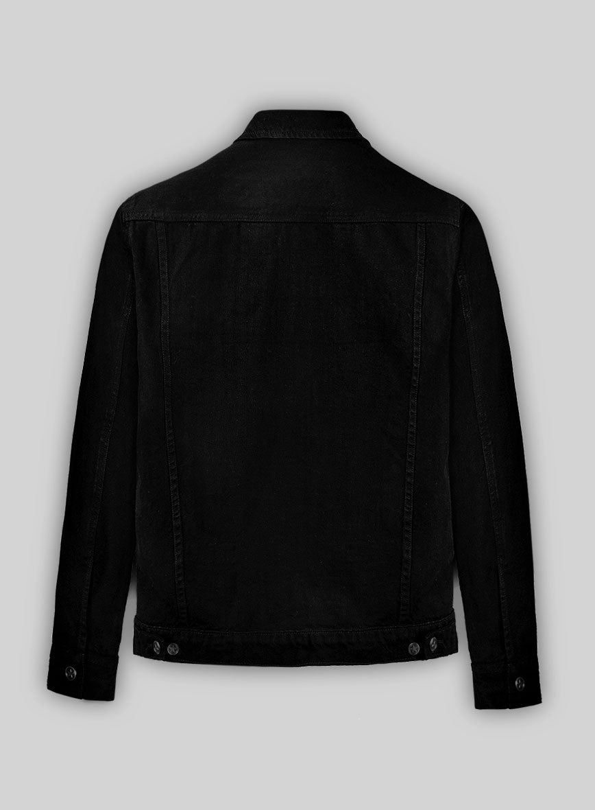 Trucker Black Denim Jacket - StudioSuits