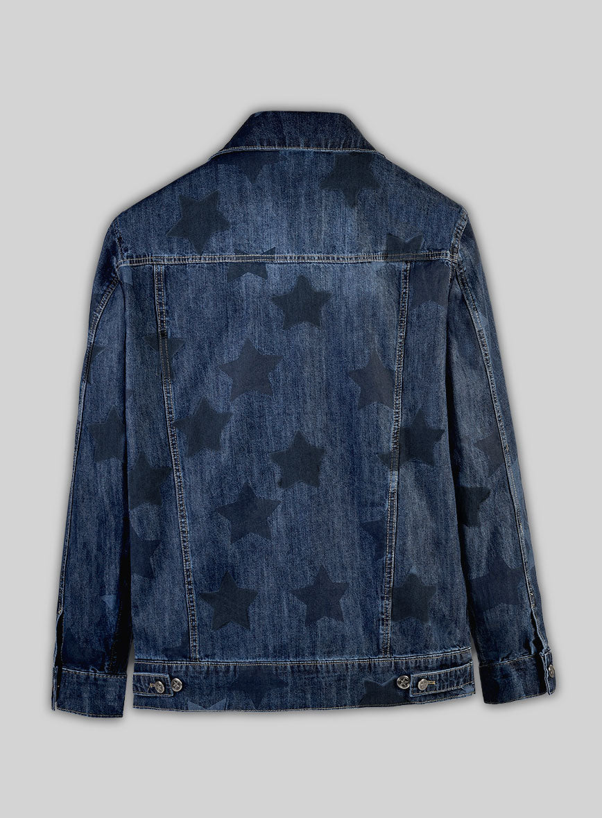 Trucker Blue Star Panel Denim Jacket - StudioSuits