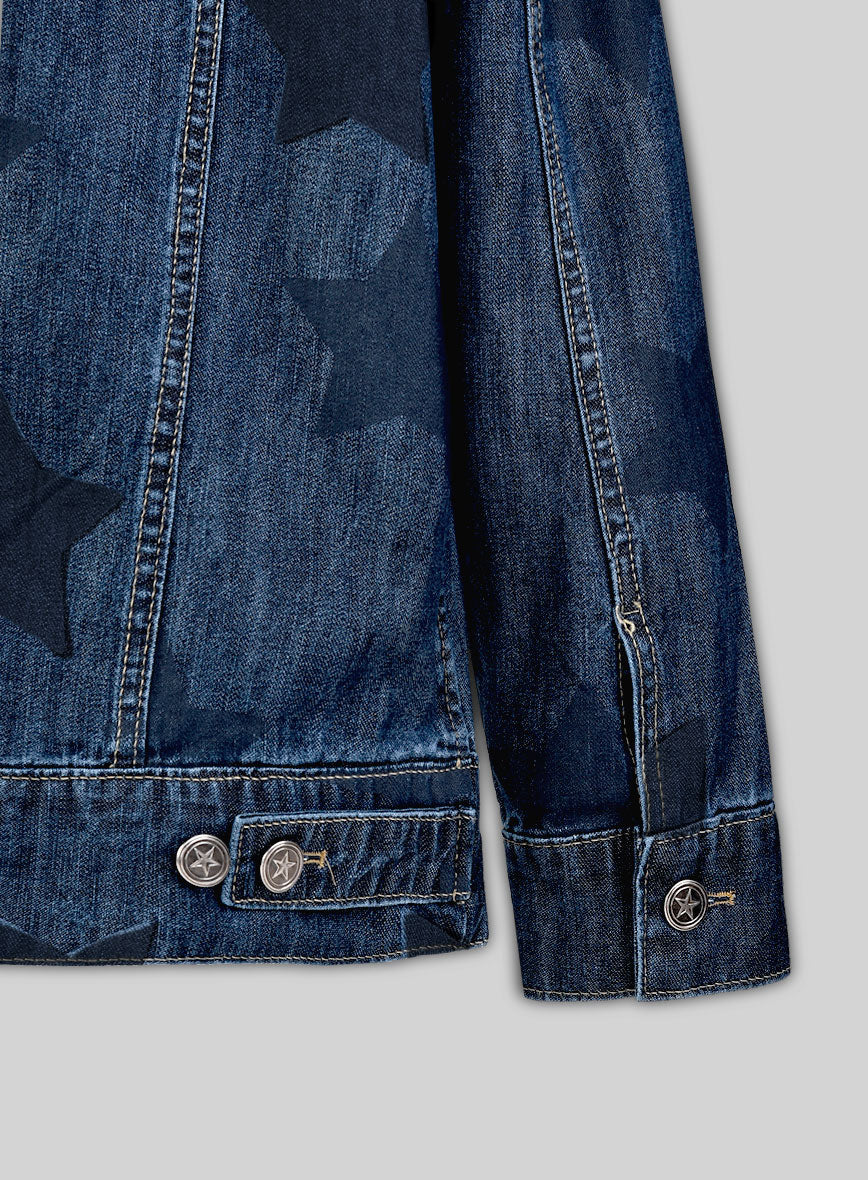 Trucker Blue Star Panel Denim Jacket - StudioSuits