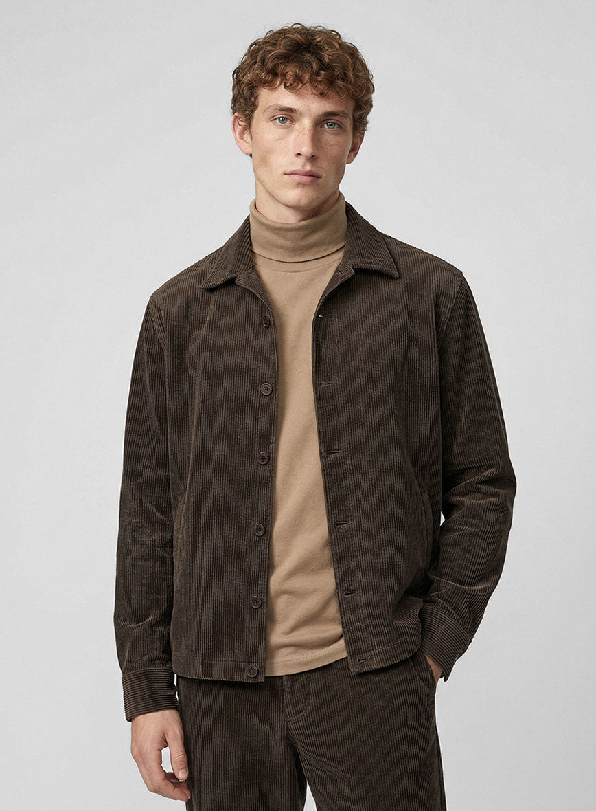 Trucker Dark Brown Corduroy Shirt - StudioSuits