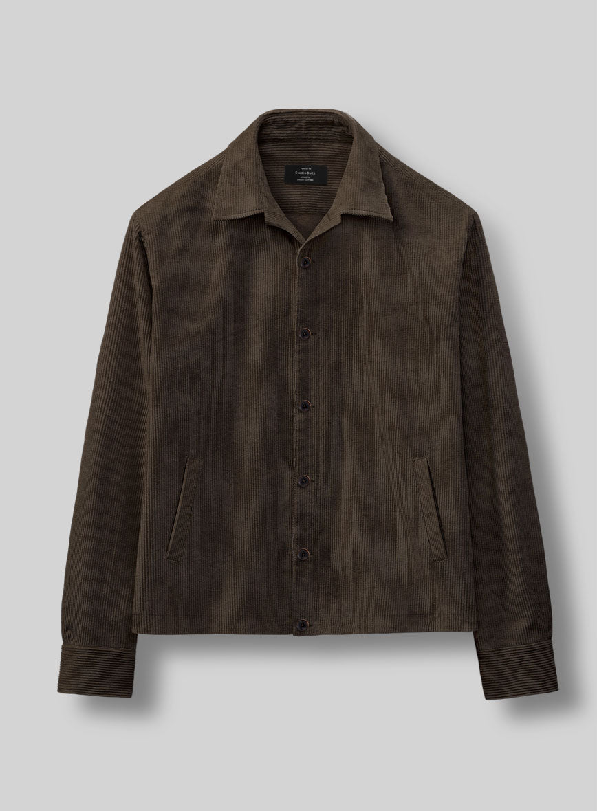 Trucker Dark Brown Corduroy Shirt - StudioSuits
