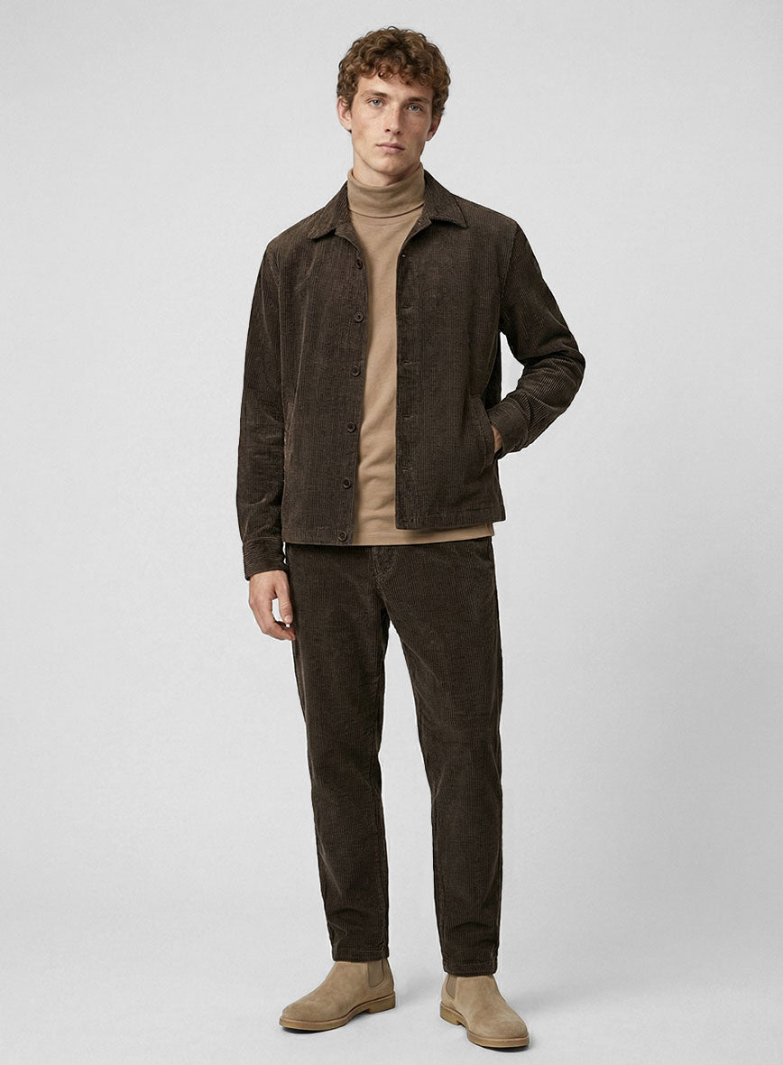 Trucker Dark Brown Corduroy Shirt - StudioSuits