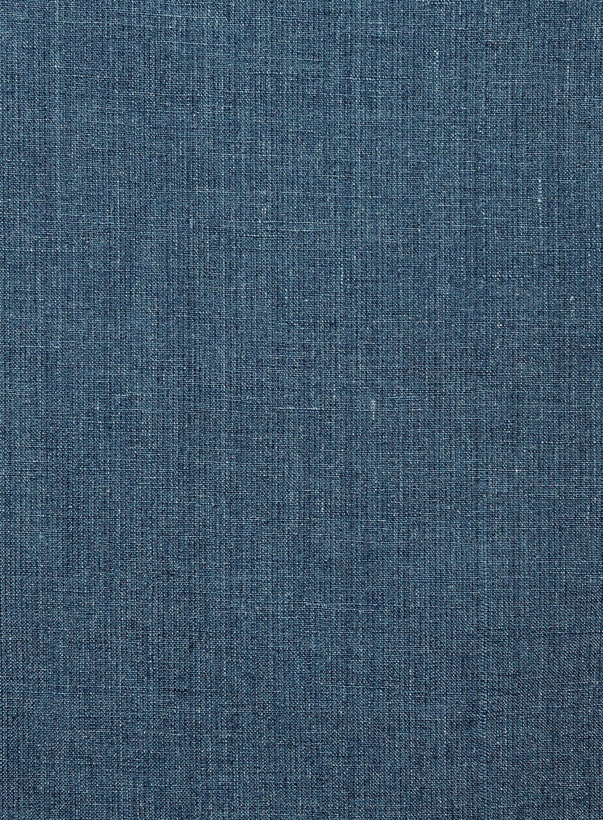 Trucker Indigo Blue Linen Shirt - StudioSuits