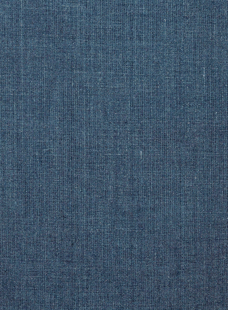Trucker Indigo Blue Linen Shirt - StudioSuits