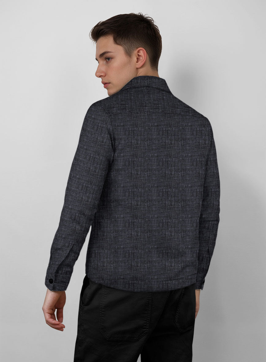 Trucker Italian Blu Linen Shirt - StudioSuits