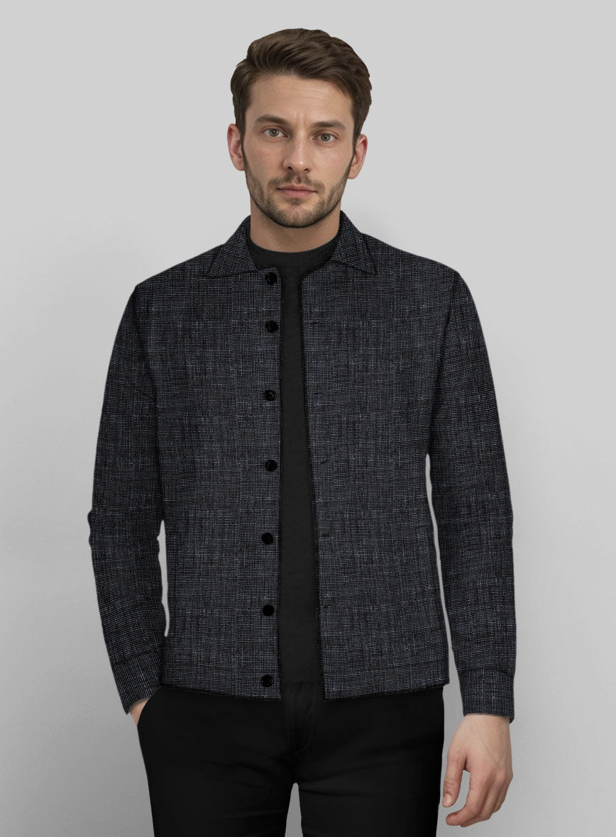 Trucker Italian Blu Linen Shirt - StudioSuits