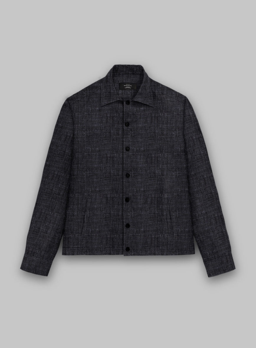 Trucker Italian Blu Linen Shirt - StudioSuits