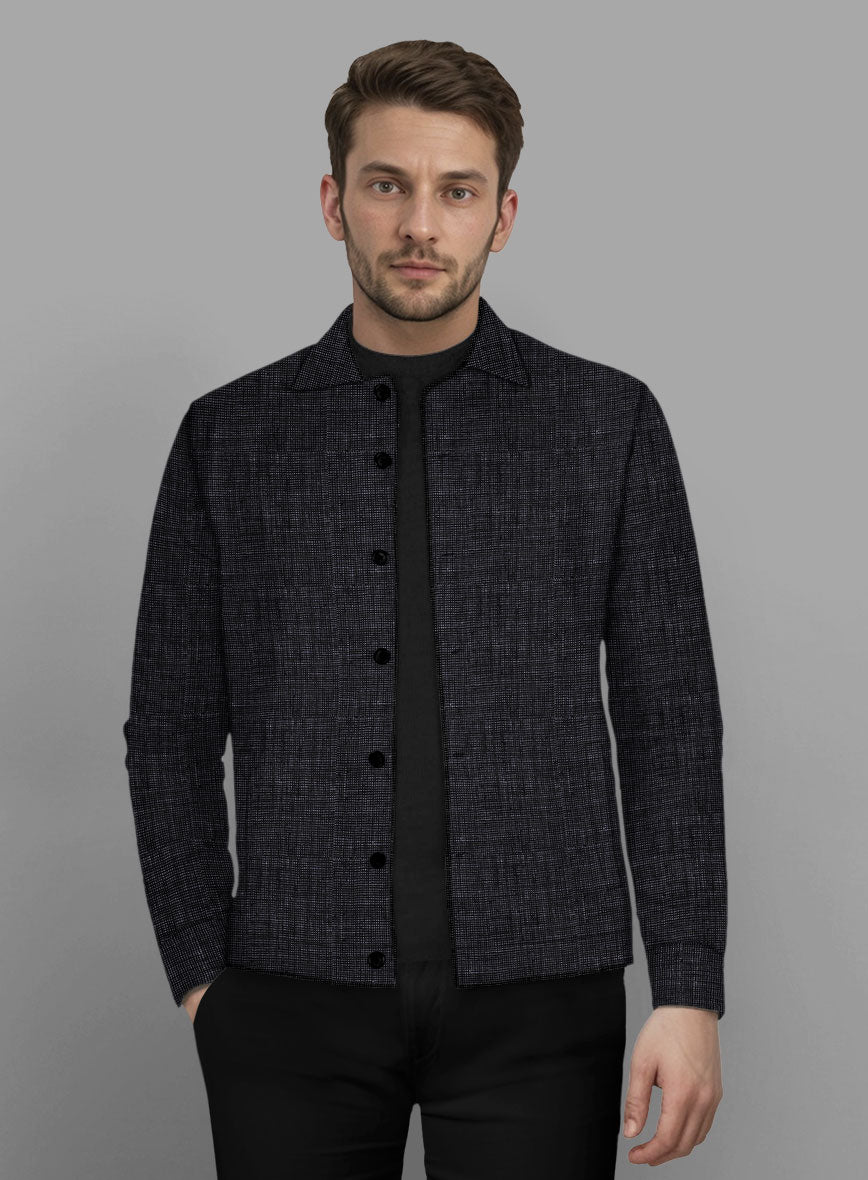 Trucker Italian Blu Linen Shirt - StudioSuits