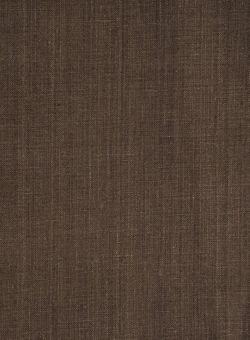 Trucker Italian Brown Linen Shirt - StudioSuits