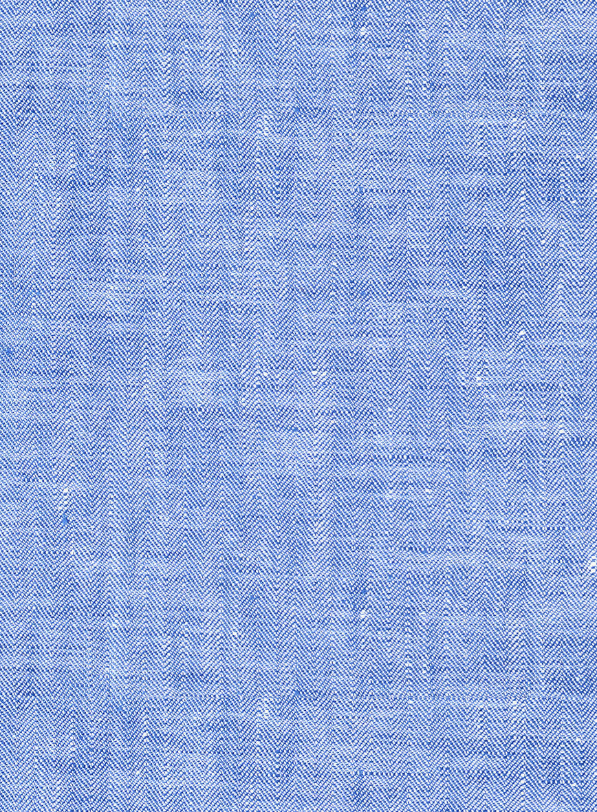 Trucker Italian Nile Blue Linen Shirt - StudioSuits