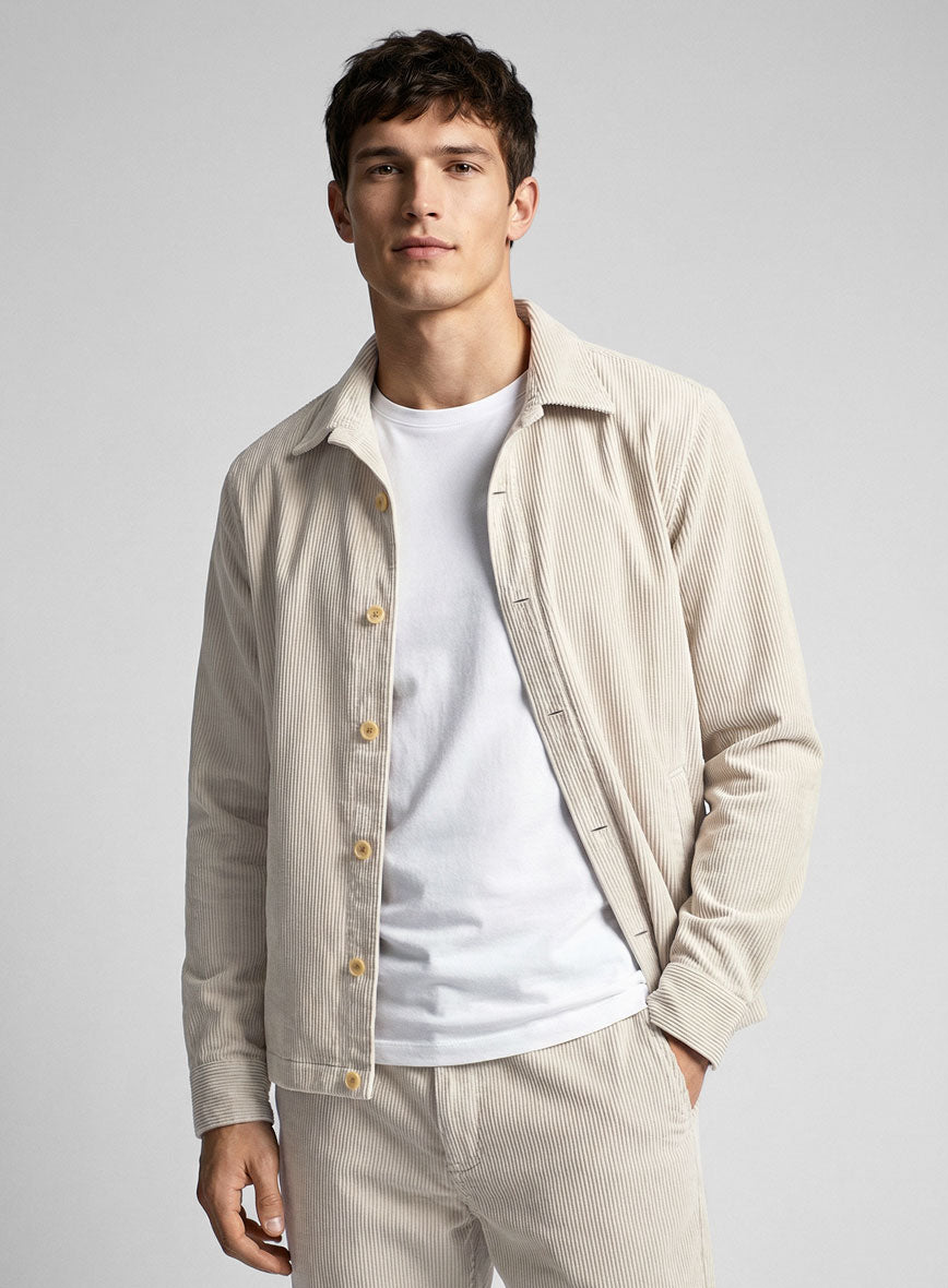 Trucker Ivory Corduroy Shirt - StudioSuits