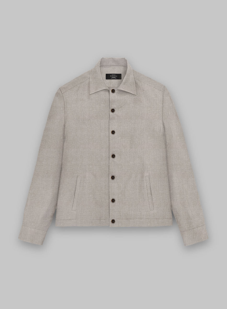 Trucker Ivy Beige Linen Shirt - StudioSuits