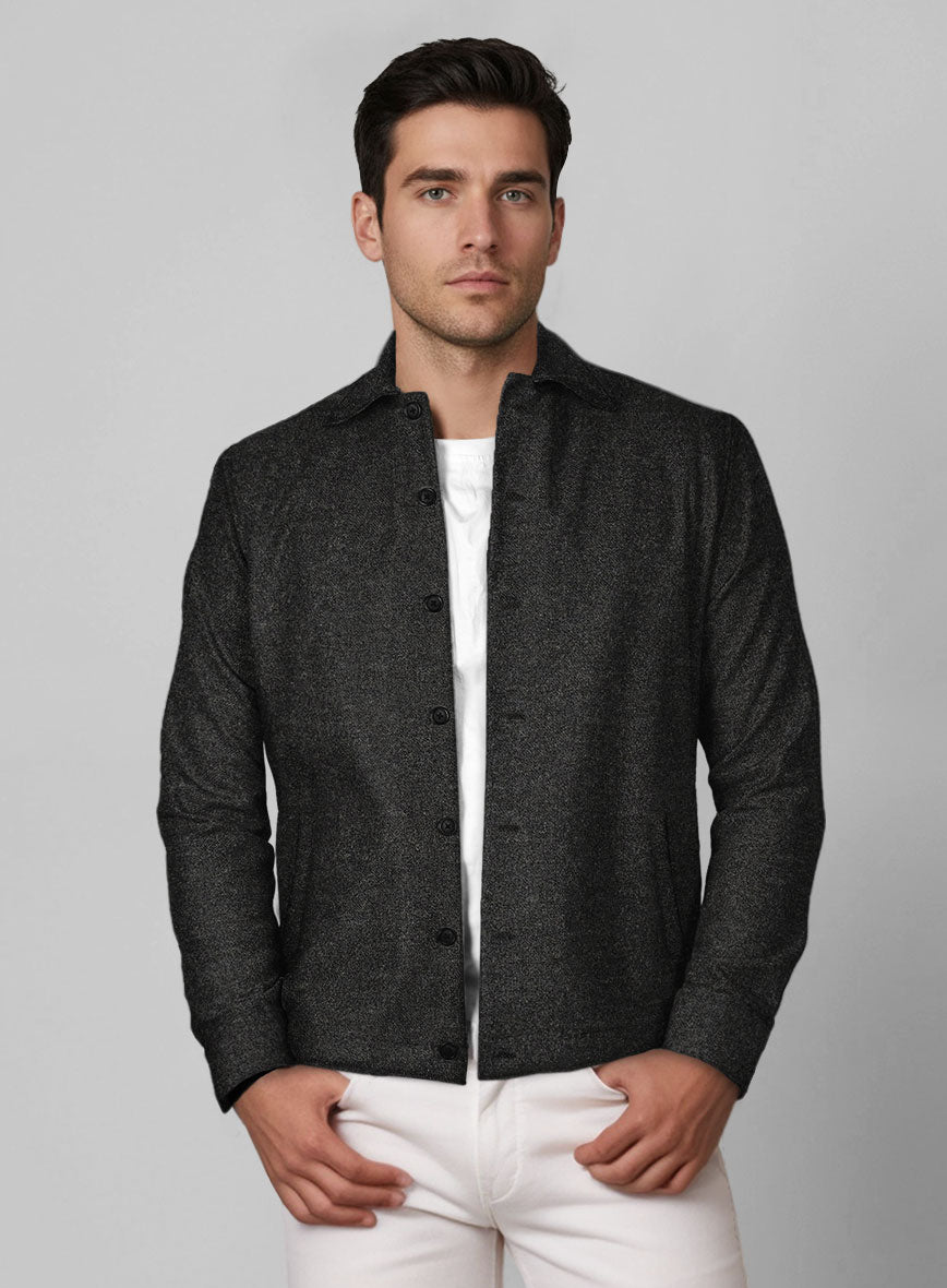 Trucker Light Weight Hamburg Charcoal Tweed Shirt - StudioSuits