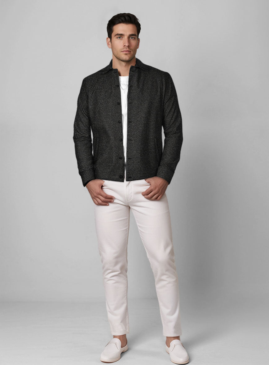 Trucker Light Weight Hamburg Charcoal Tweed Shirt - StudioSuits