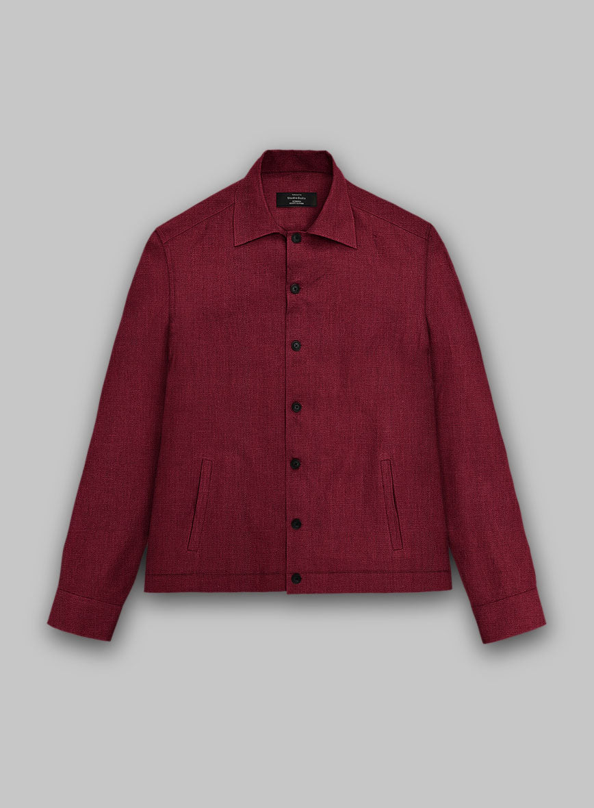 Trucker Moscow Maroon Linen Shirt - StudioSuits
