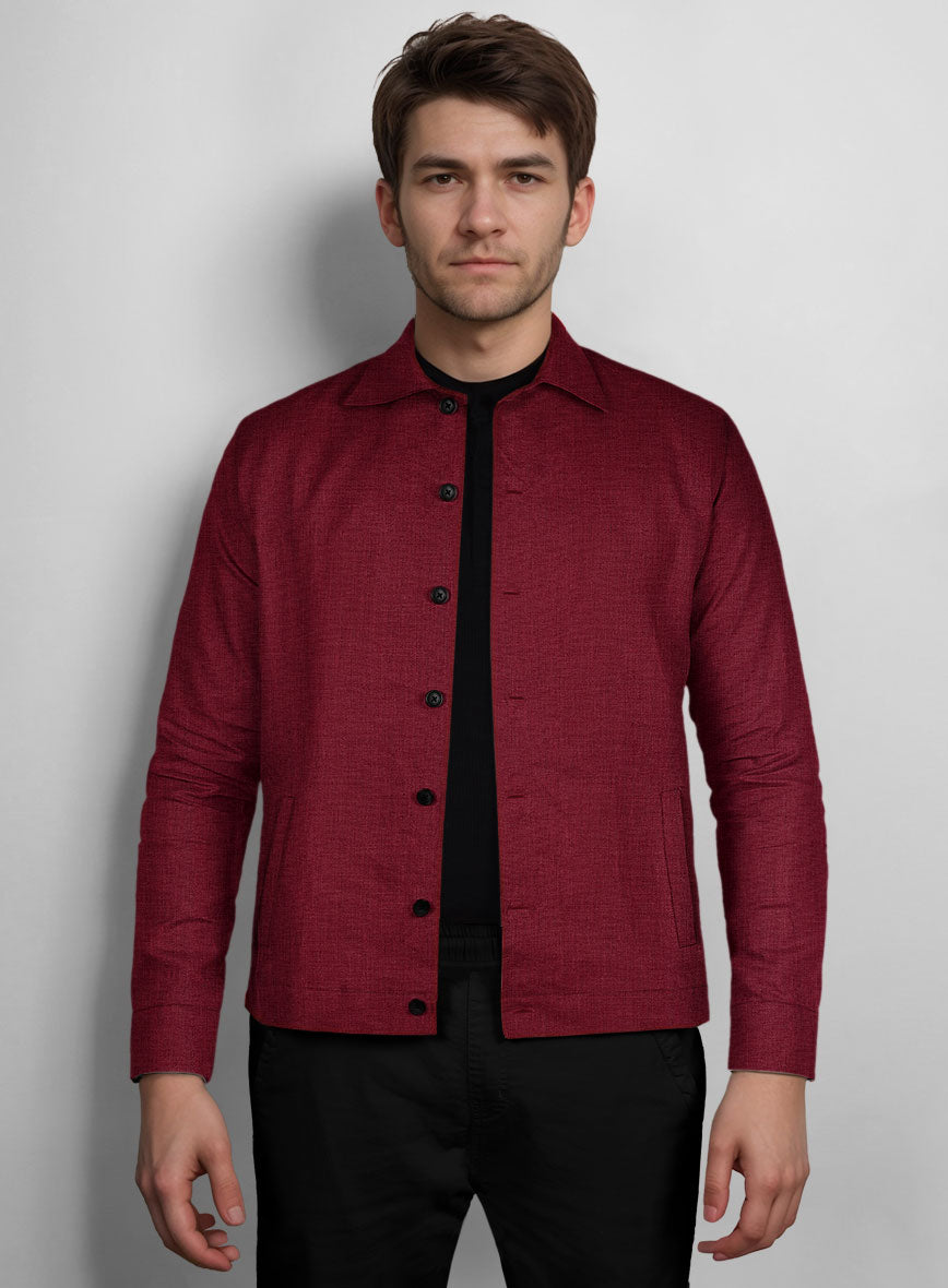 Trucker Moscow Maroon Linen Shirt - StudioSuits