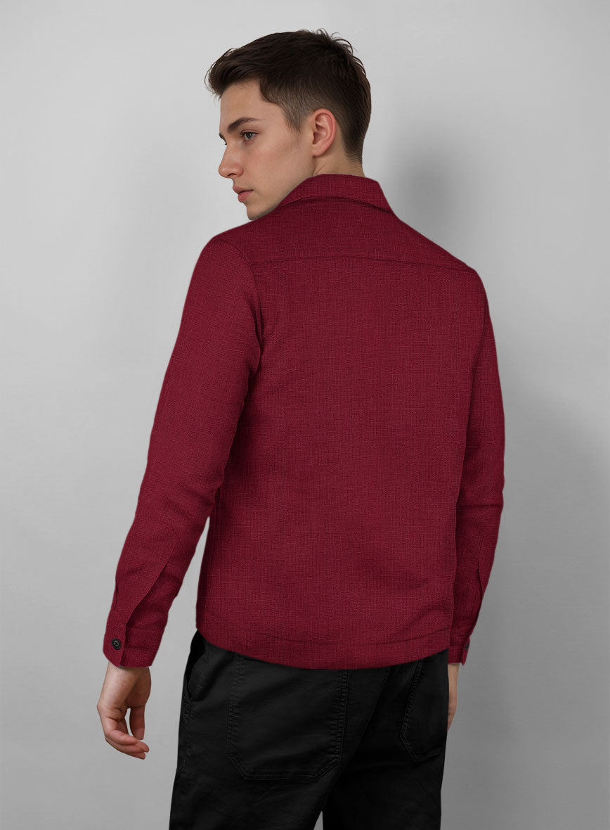 Trucker Moscow Maroon Linen Shirt - StudioSuits
