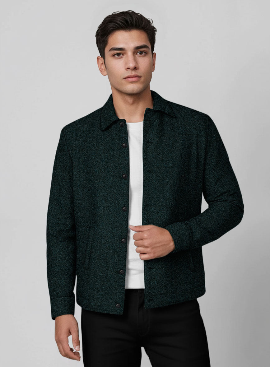 Trucker Naples Bello Green Tweed Shirt - StudioSuits