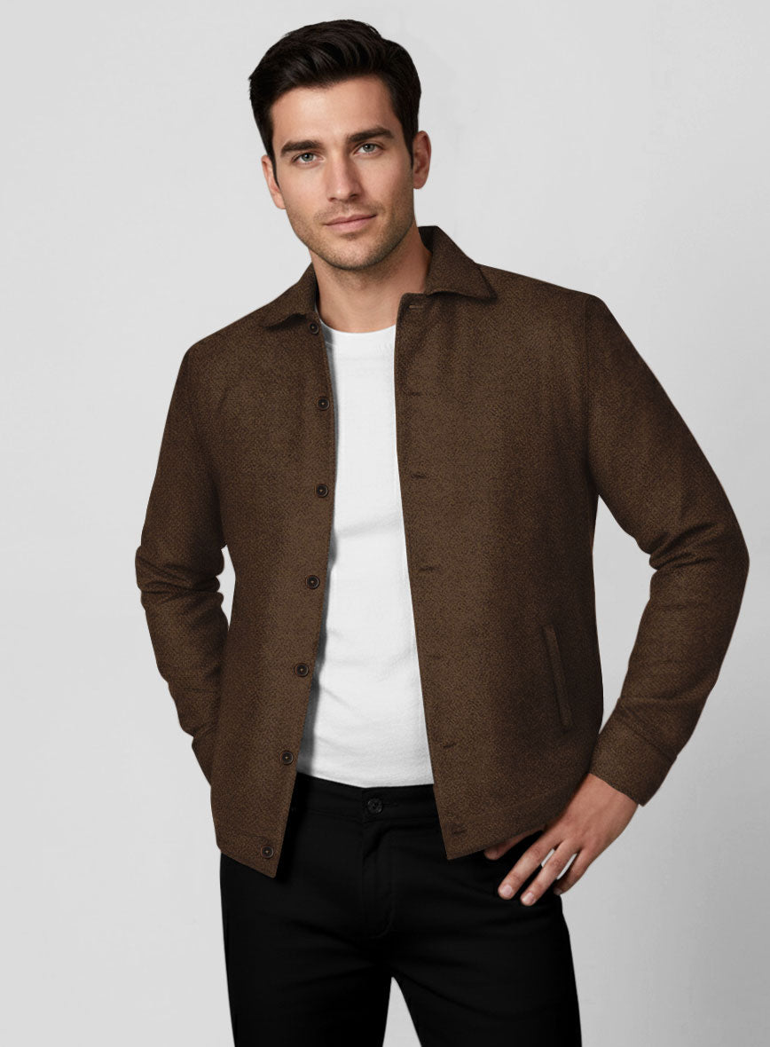 Trucker Naples Caffe Brown Tweed Shirt - StudioSuits