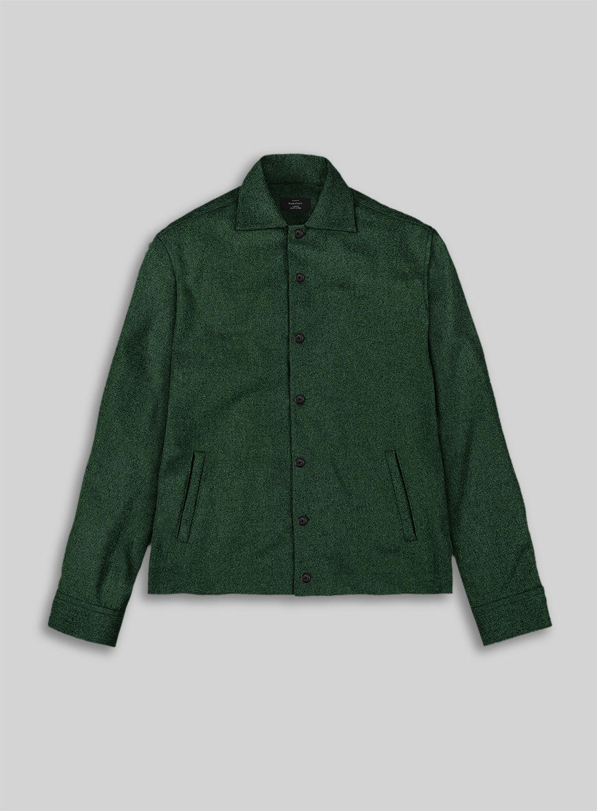 Trucker Naples Emerald Green Tweed Shirt - StudioSuits
