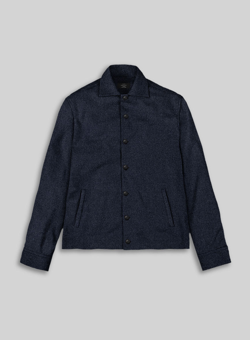 Trucker Naples Jet Blue Tweed Shirt - StudioSuits