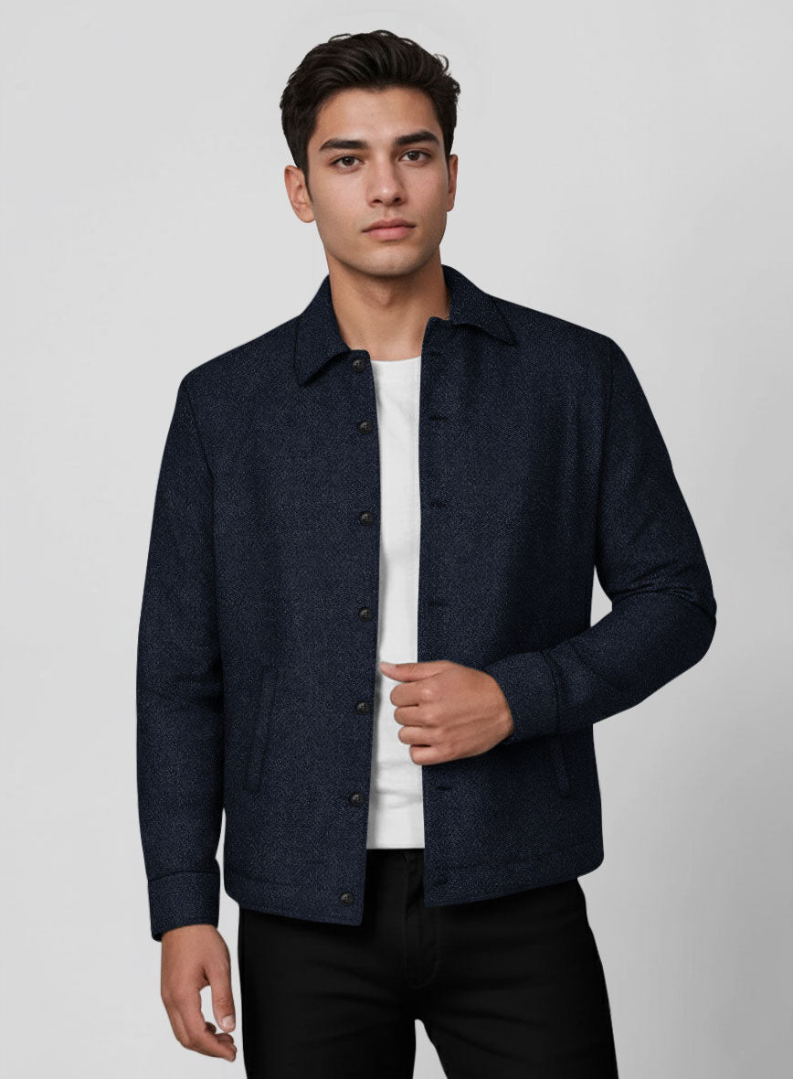 Trucker Naples Jet Blue Tweed Shirt - StudioSuits