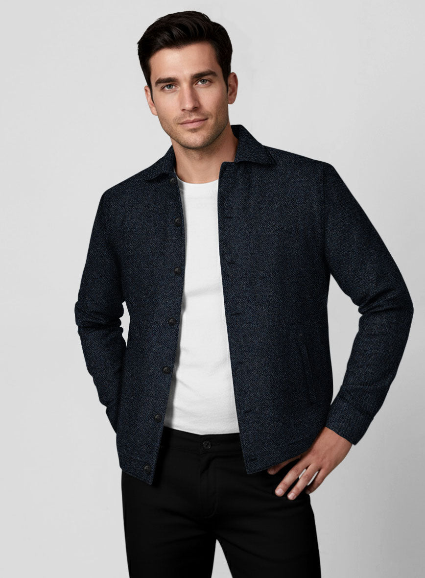 Trucker Playman Blue Denim Tweed Shirt - StudioSuits