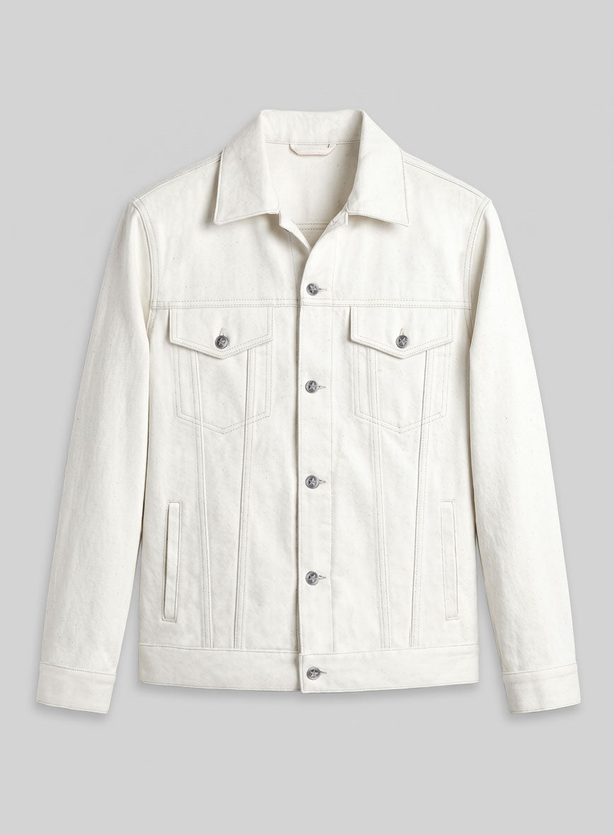 Trucker Selvedge White Denim Jacket - StudioSuits