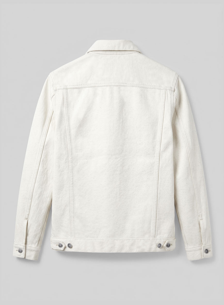 Trucker Selvedge White Denim Jacket - StudioSuits