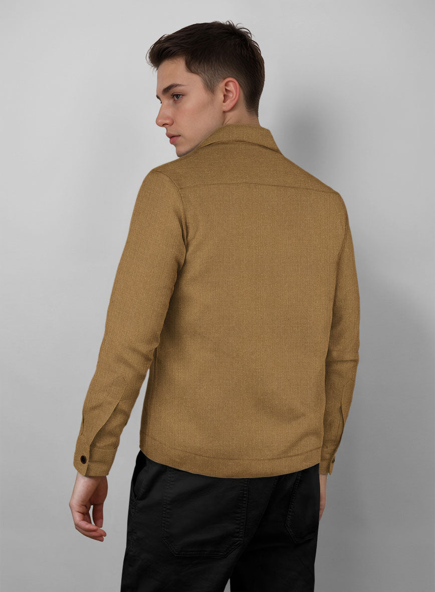 Trucker Sepia Brown Linen Shirt - StudioSuits