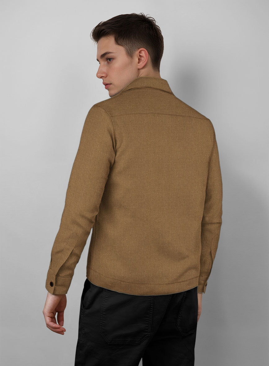 Trucker Sepia Brown Linen Shirt - StudioSuits