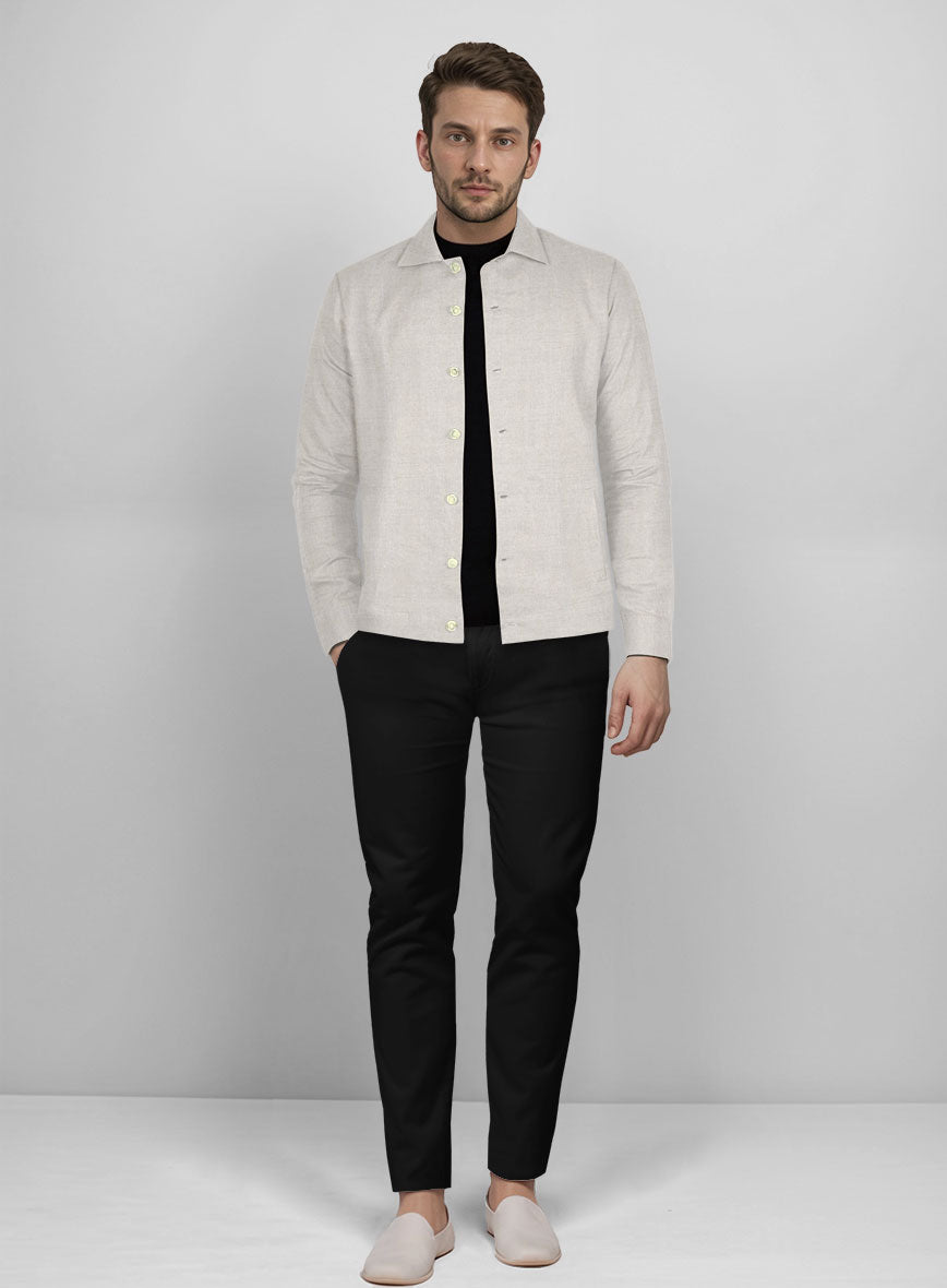 Trucker Tropical Beige Linen Shirt - StudioSuits