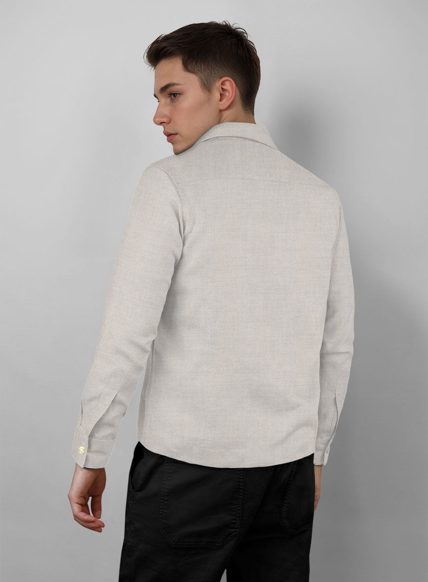 Trucker Tropical Beige Linen Shirt - StudioSuits