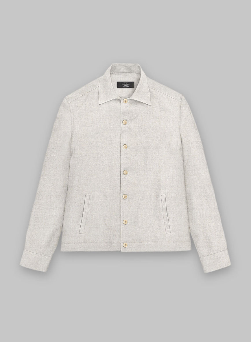 Trucker Tropical Beige Linen Shirt - StudioSuits