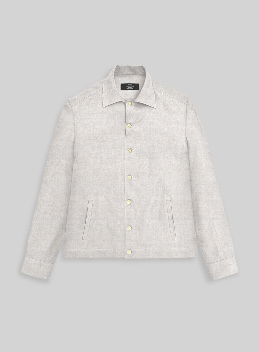 Trucker Tropical Beige Linen Shirt - StudioSuits