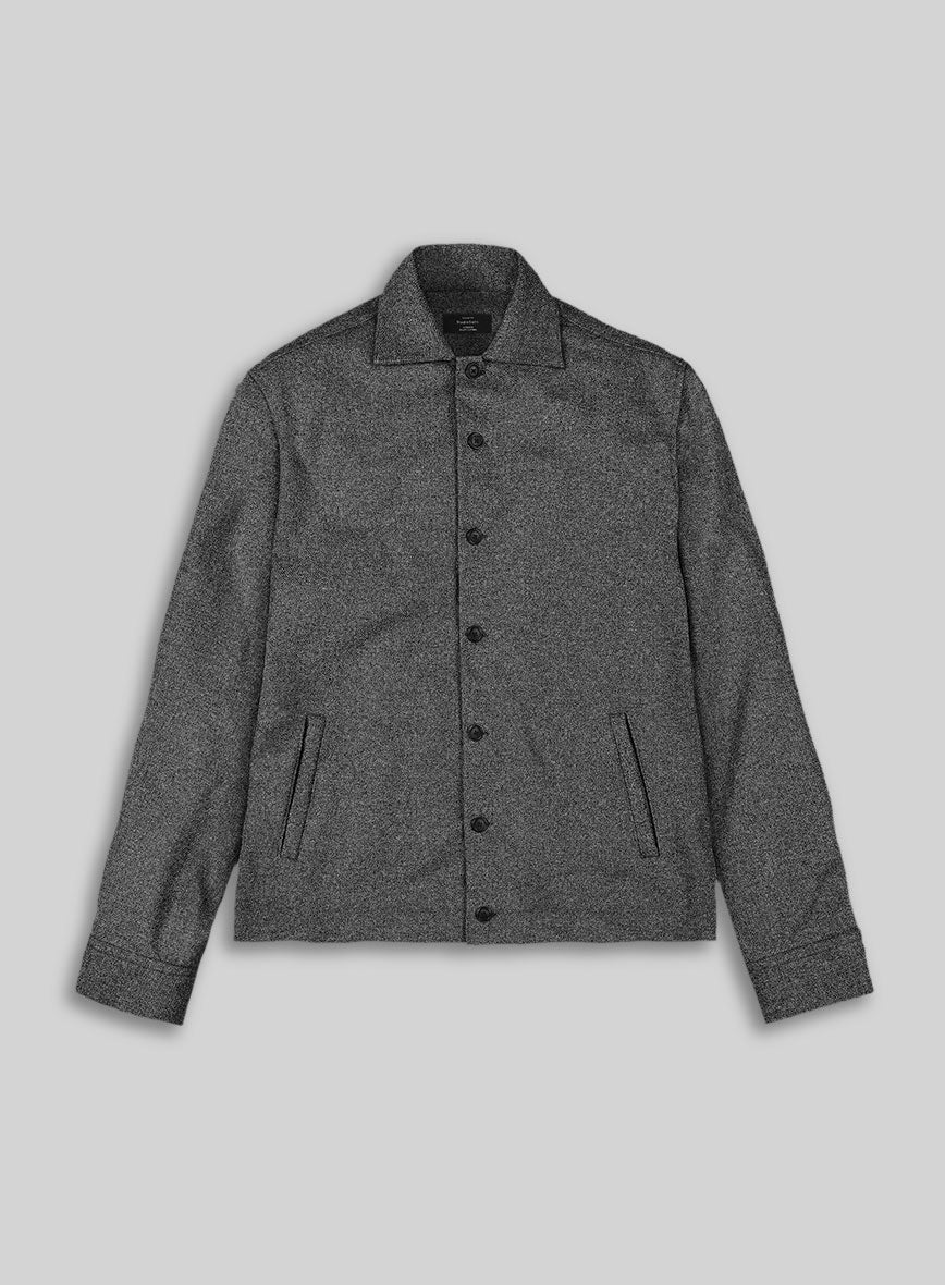 Trucker Vintage Plain Dark Gray Tweed Shirt - StudioSuits