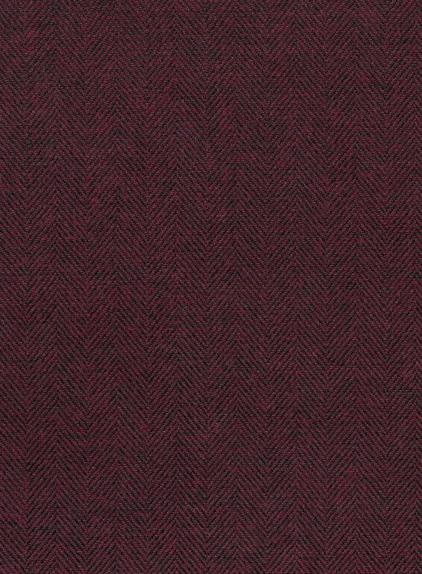 Trucker Wine Herringbone Tweed Shirt - StudioSuits