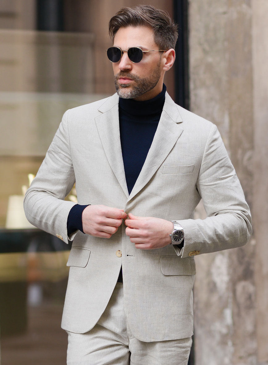 Tropical Beige Linen Suit - StudioSuits