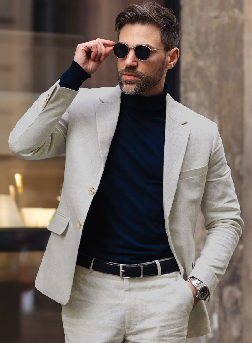 Tropical Beige Linen Suit - StudioSuits