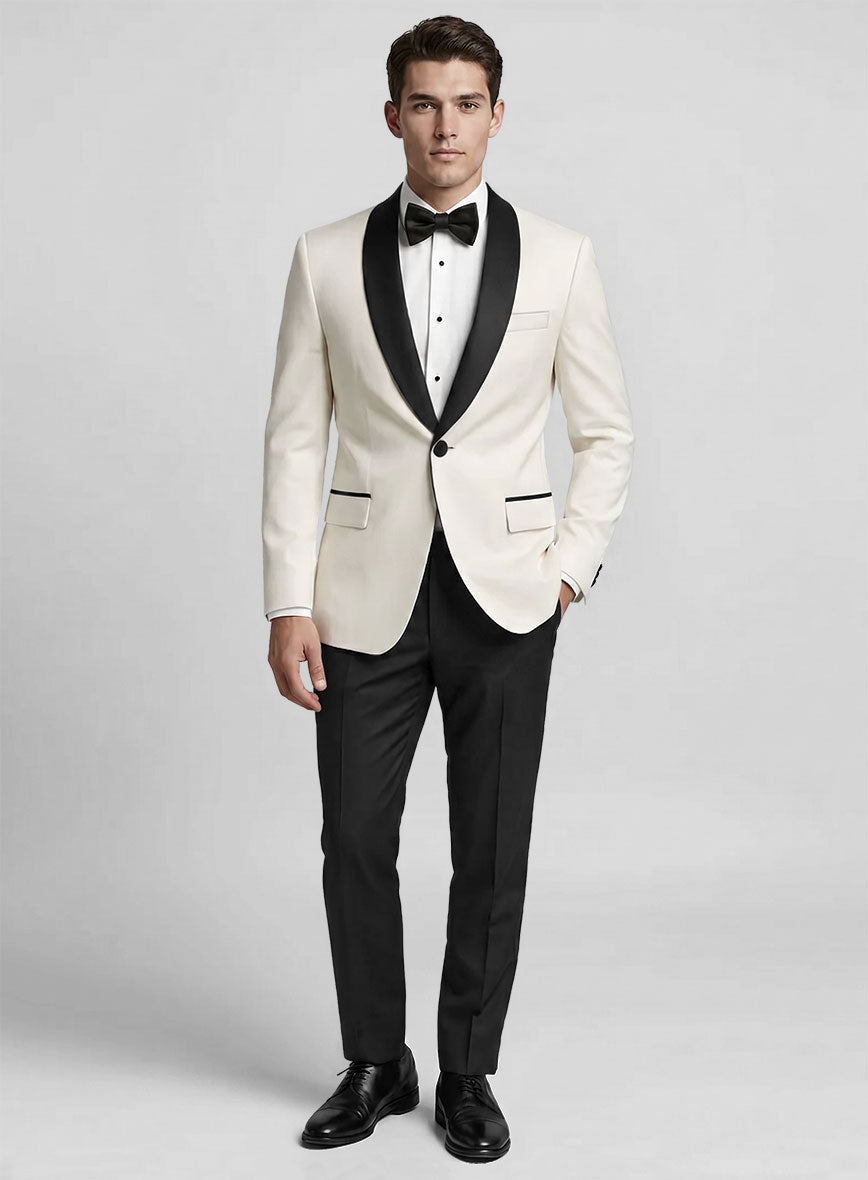 Tuxedo Suit - Ivory Jacket Black Trouser - StudioSuits