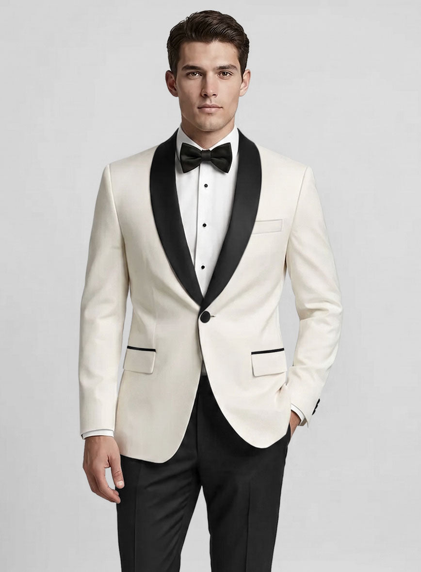 Tuxedo Suit - Ivory Jacket Black Trouser - StudioSuits