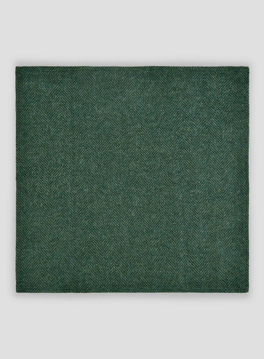 Tweed Pocket Square - Bottle Green Herringbone - StudioSuits