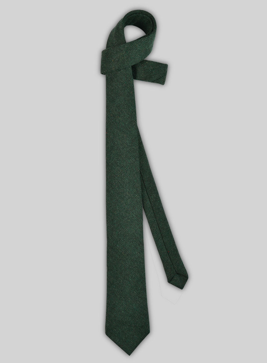 Tweed Tie - Bottle Green Herringbone - StudioSuits