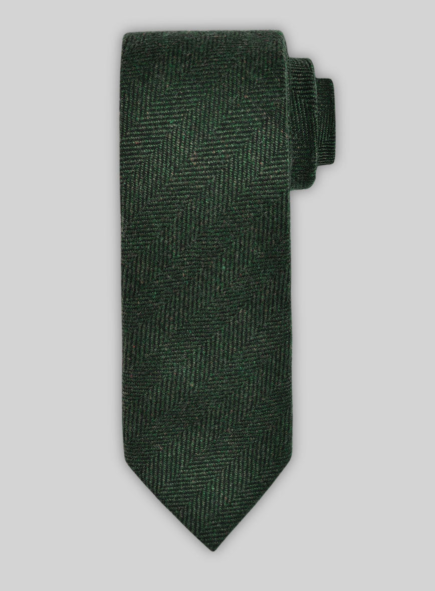 Tweed Tie - Bottle Green Herringbone - StudioSuits