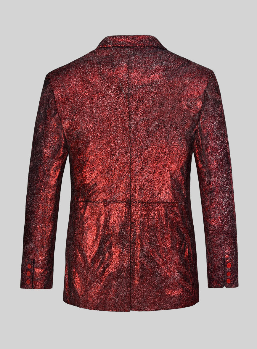 Twilight Red Medieval Leather Blazer - StudioSuits