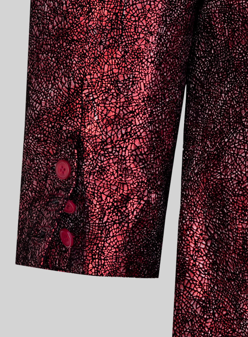 Twilight Red Medieval Leather Blazer - StudioSuits